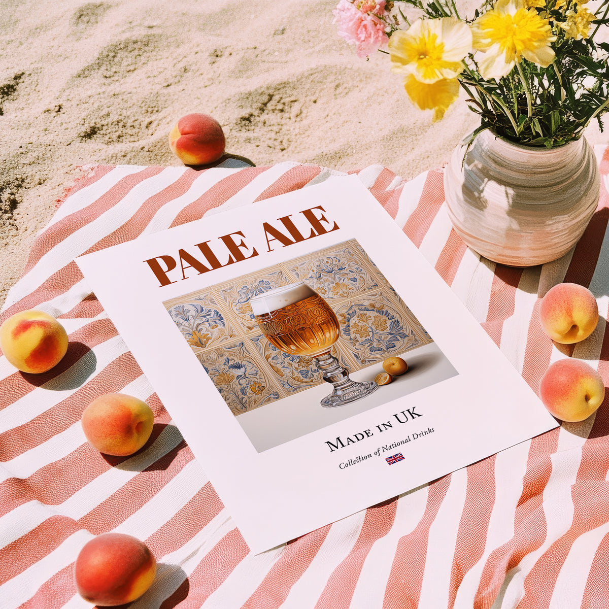 Pale Ale – English Beer, Gastropub Wall Art, unframed on coastal sand