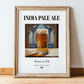 India Pale Ale – English Beer, Taproom Print, in wooden frame leaning on the floor