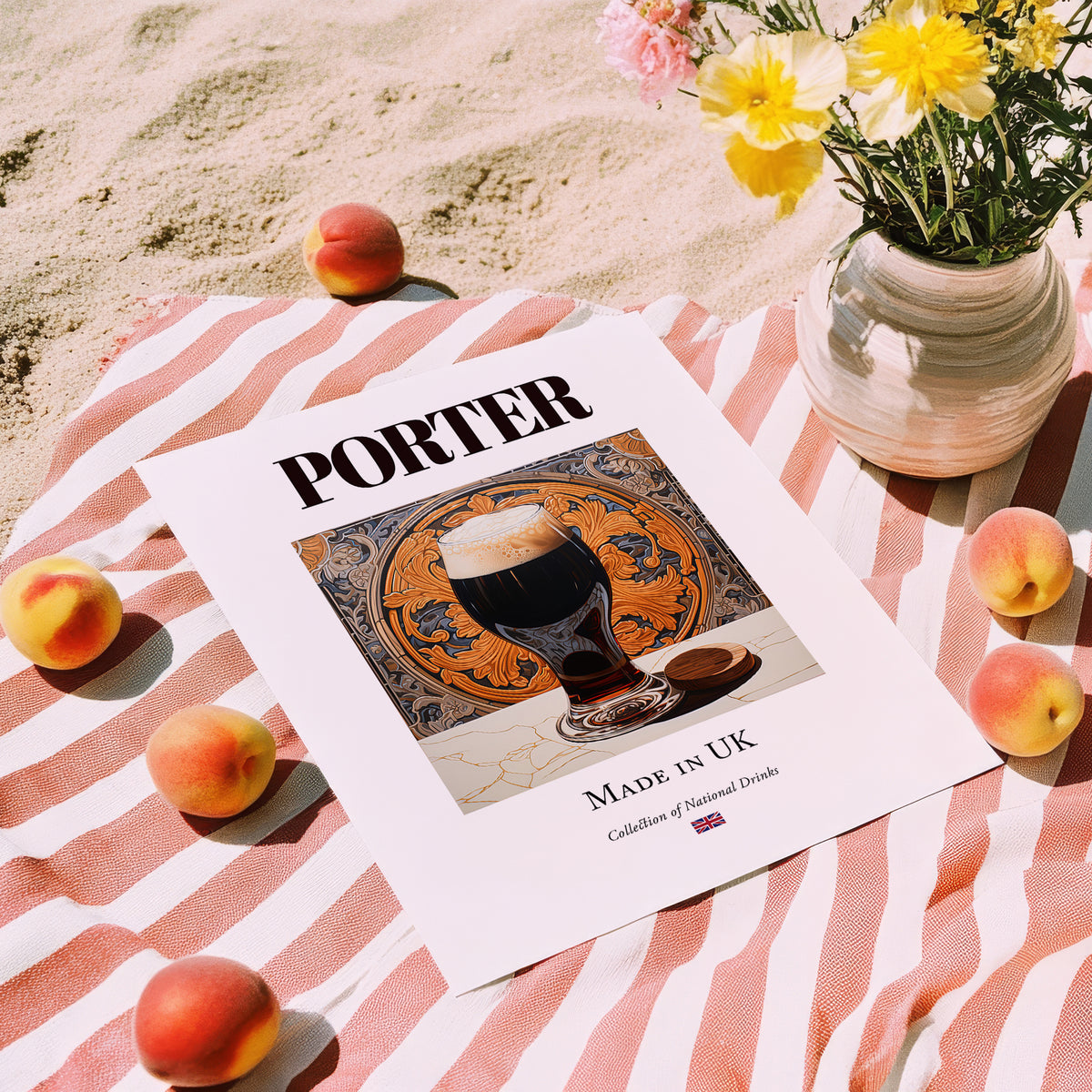 Porter – English Beer, Taproom Poster, unframed on coastal sand