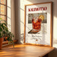 Kalimotxo – Spanish Cocktail Drink, Speakeasy Illustration, no-text version framed in wood