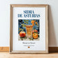 Sidra de Asturias – Spanish Cider Cider, Farmers’ Market Stall Print, in wooden frame leaning on the floor