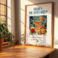 Sidra de Asturias – Spanish Cider Cider, Farmers’ Market Stall Print, no-text version framed in wood