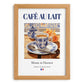 Café au lait – French Coffee, Espresso Bar Print, set in oak frame