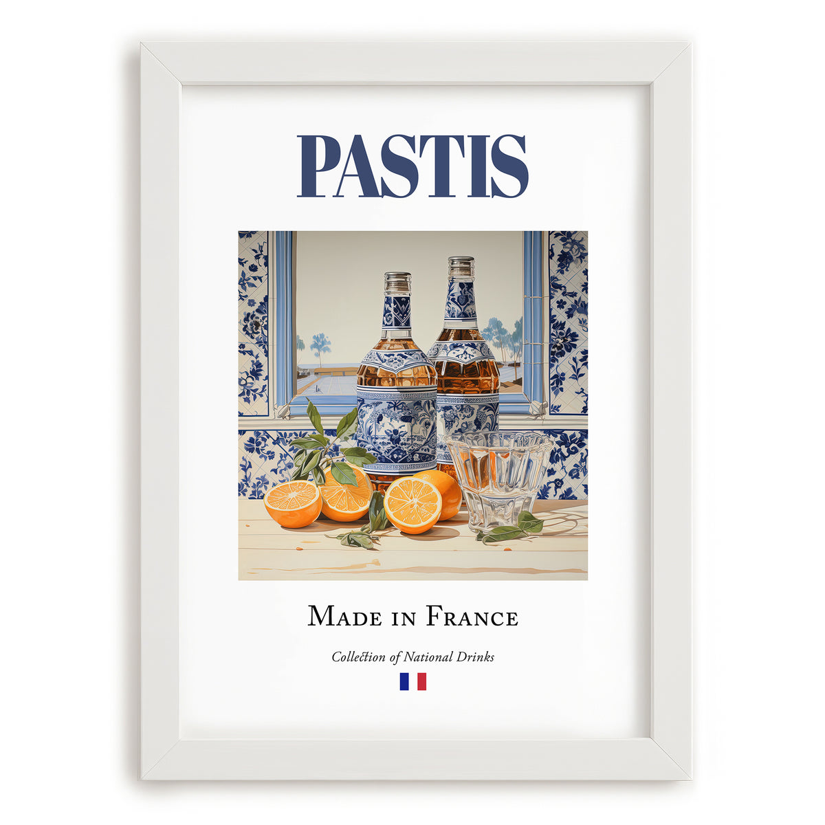 Pastis – French Spirit Drink, Rooftop Terrace Poster, placed in minimal white frame