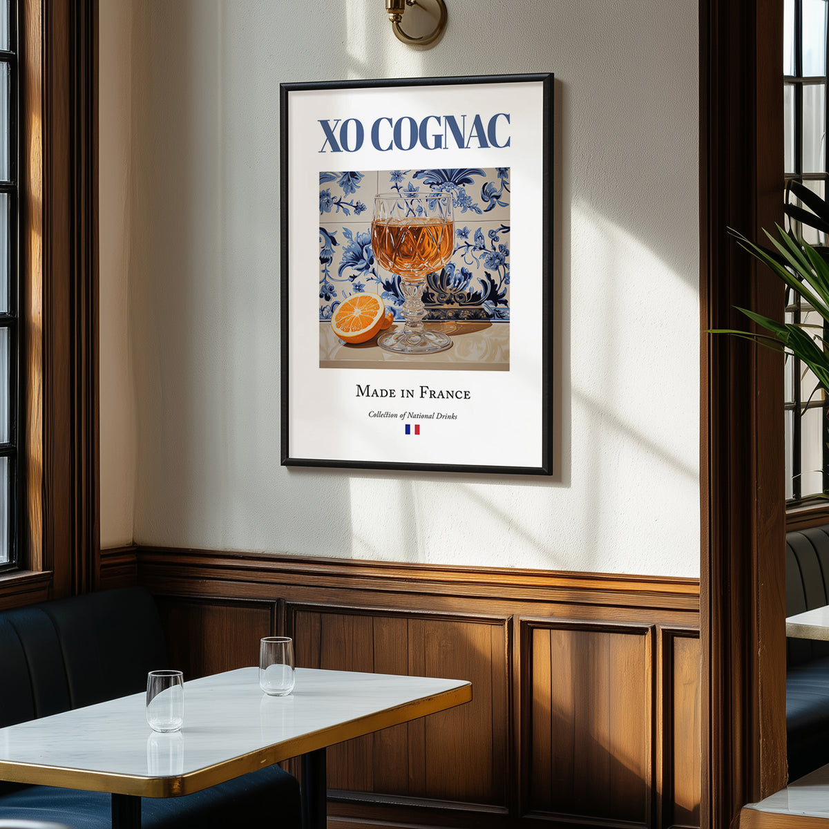 XO Cognac – French Spirit Drink, Beach Bar Poster, clean layout with no caption