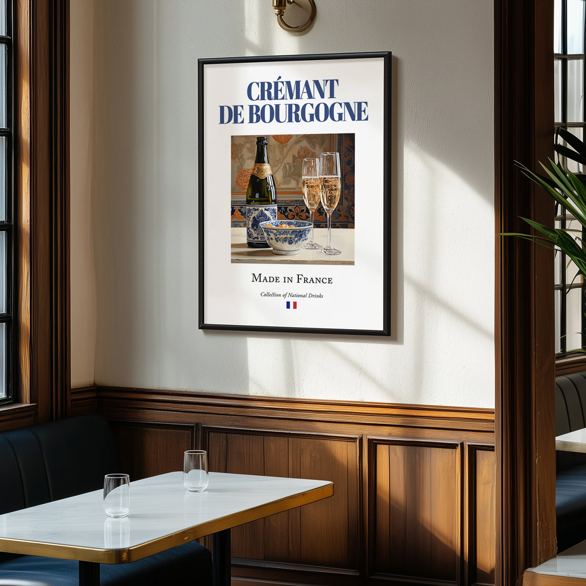 Crémant de Bourgogne – French Sparkling Wine, Wine Bar Poster, clean layout with no caption