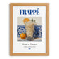 Frappé – Greek Coffee, Espresso Bar Illustration, set in oak frame