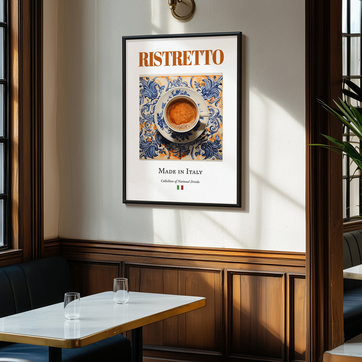 Ristretto – Italian Coffee, Street Café Illustration, clean layout with no caption