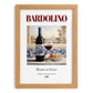 Bardolino – Italian Red Wine, Wine Bar Wall Decor, set in oak frame