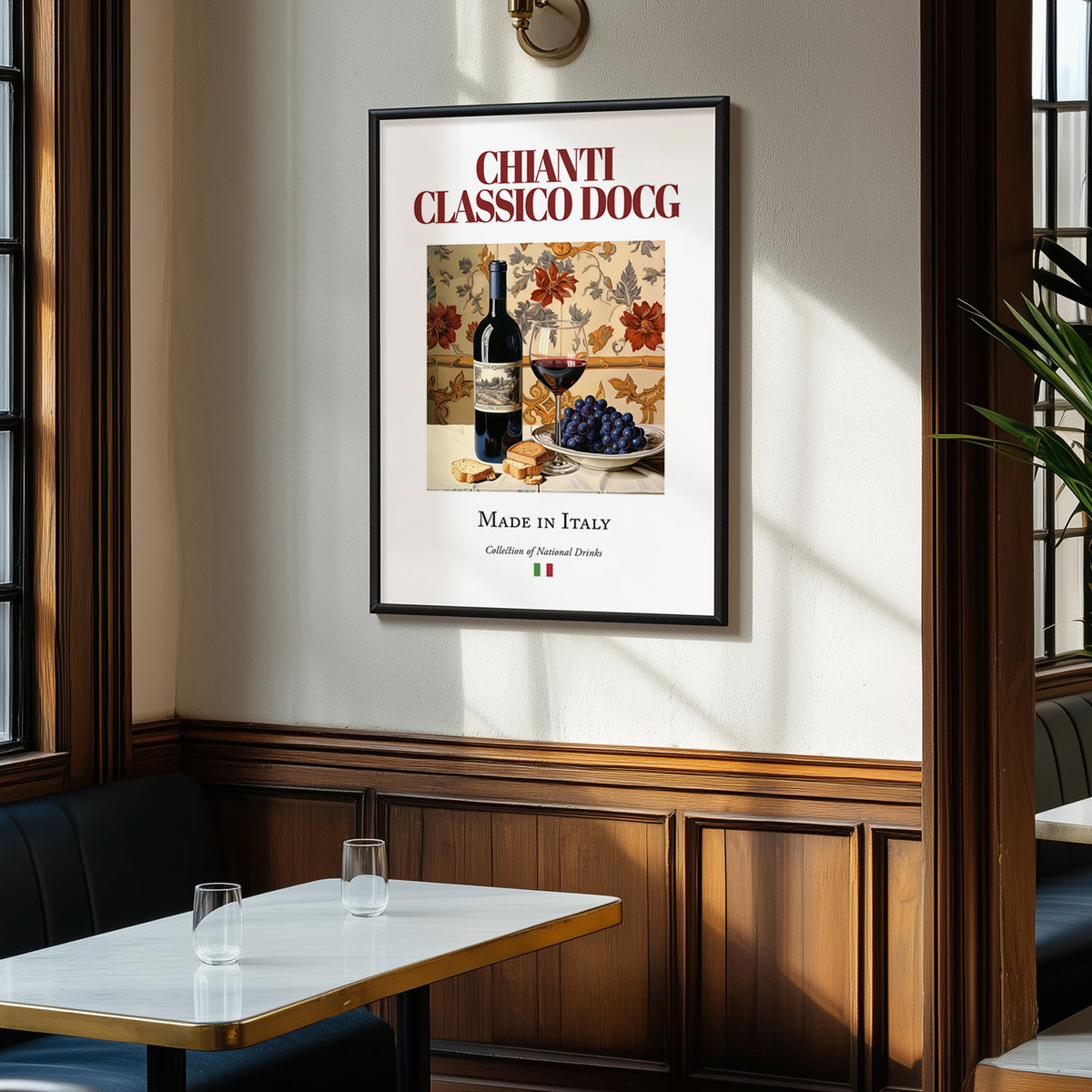 Chianti Classico DOCG – Italian Red Wine, Vinoteca Painting, clean layout with no caption