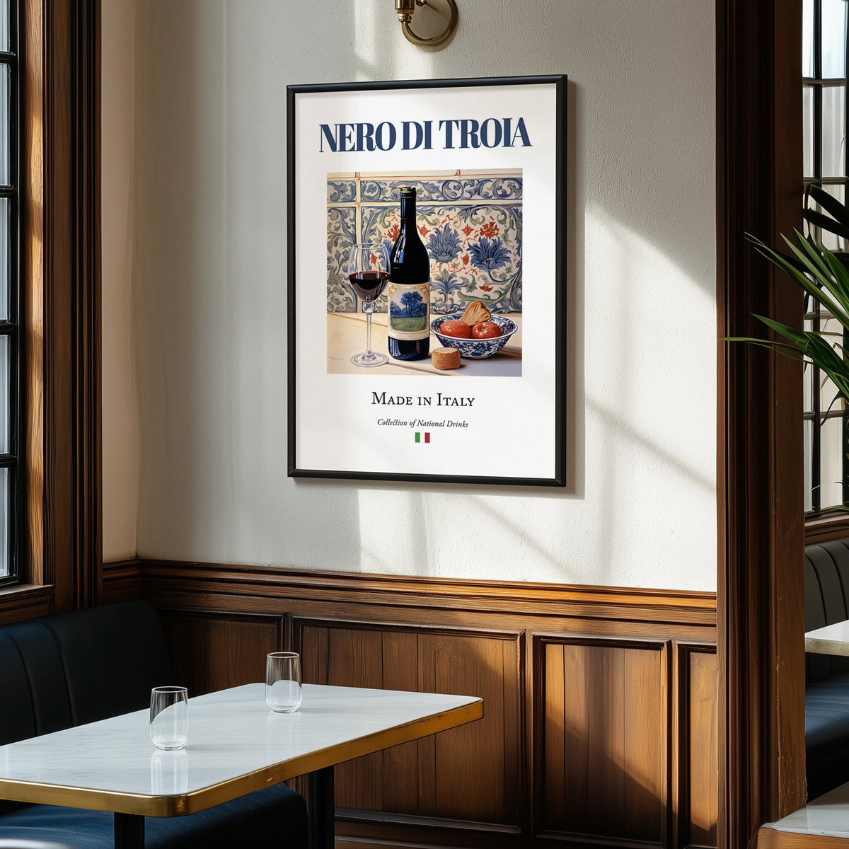 Nero di Troia – Italian Red Wine, Vineyard Terrace Wall Art, clean layout with no caption