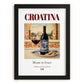 Croatina – Italian Red Wine, Vineyard Terrace Illustration, in sleek black frame