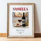 Sassella – Italian Red Wine, Vinoteca Still Life, in wooden frame leaning on the floor