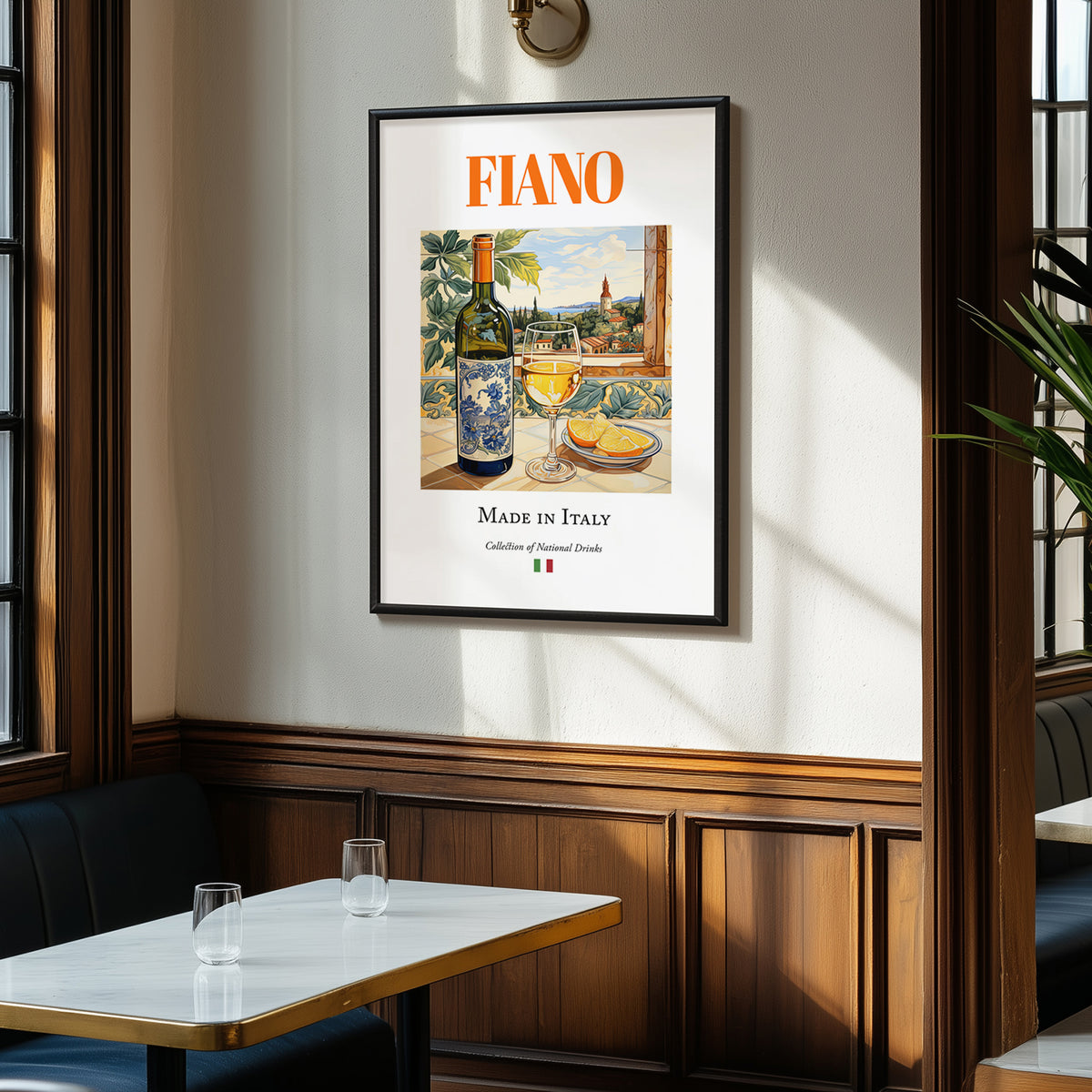 Fiano – Italian White Wine, Tasting Room Poster, clean layout with no caption