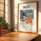 Soju – Korean Spirit Drink, Beach Bar Poster, no-text version framed in wood