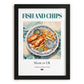 Fish and Chips – English Dish, Food Bar Poster, in sleek black frame