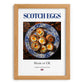 Scotch Eggs – English Snack Dish, Bistro Illustration, set in oak frame