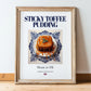 Sticky Toffee Pudding – English Dessert Dish, Café Wall Decor, in wooden frame leaning on the floor