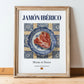Jamón Ibérico – Spanish Meat Dish, Restaurant Poster, in wooden frame leaning on the floor