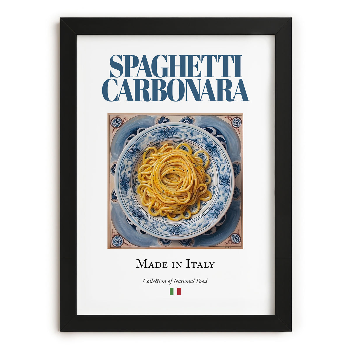 Spaghetti Carbonara – Italian Pasta, Ristorante Poster, in sleek black frame