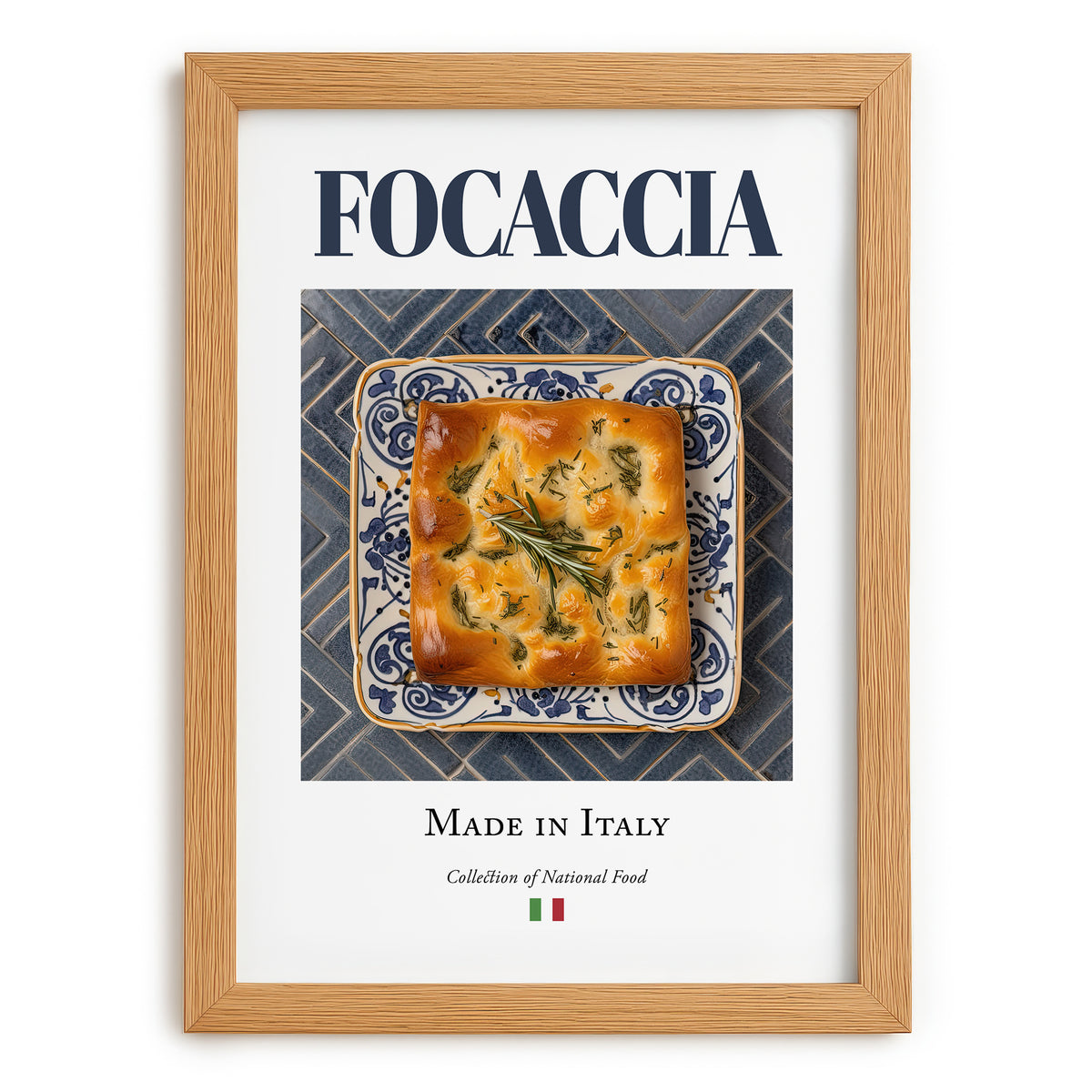 Focaccia – Italian Bread Dish, Tavern Still Life, set in oak frame