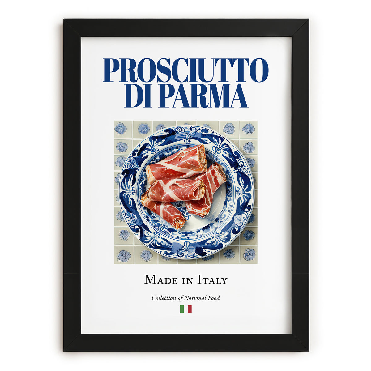 Prosciutto di Parma – Italian Meat Dish, Fine Dining Restaurant Poster, in sleek black frame