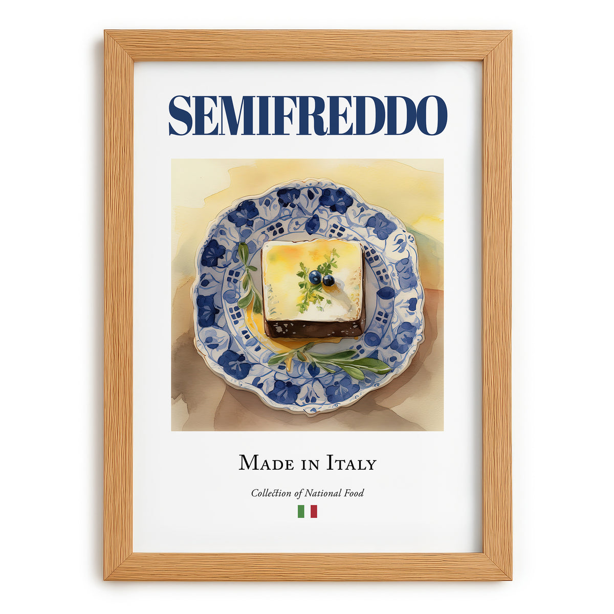 Semifreddo – Italian Dessert Dish, Restaurant Painting, set in oak frame