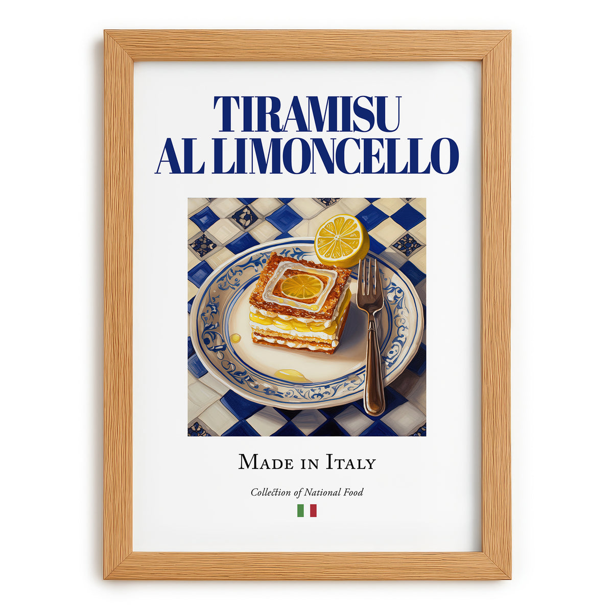 Tiramisu al Limoncello – Italian Dessert Dish, Restaurant Print, set in oak frame