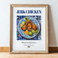 Jerk Chicken – Jamaican Meat Dish, Tavern Still Life, in wooden frame leaning on the floor