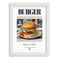 Burger – American Snack Dish, Café Art, placed in minimal white frame