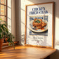 Chicken Fried Steak – American Meat Dish, Bistro Print, no-text version framed in wood