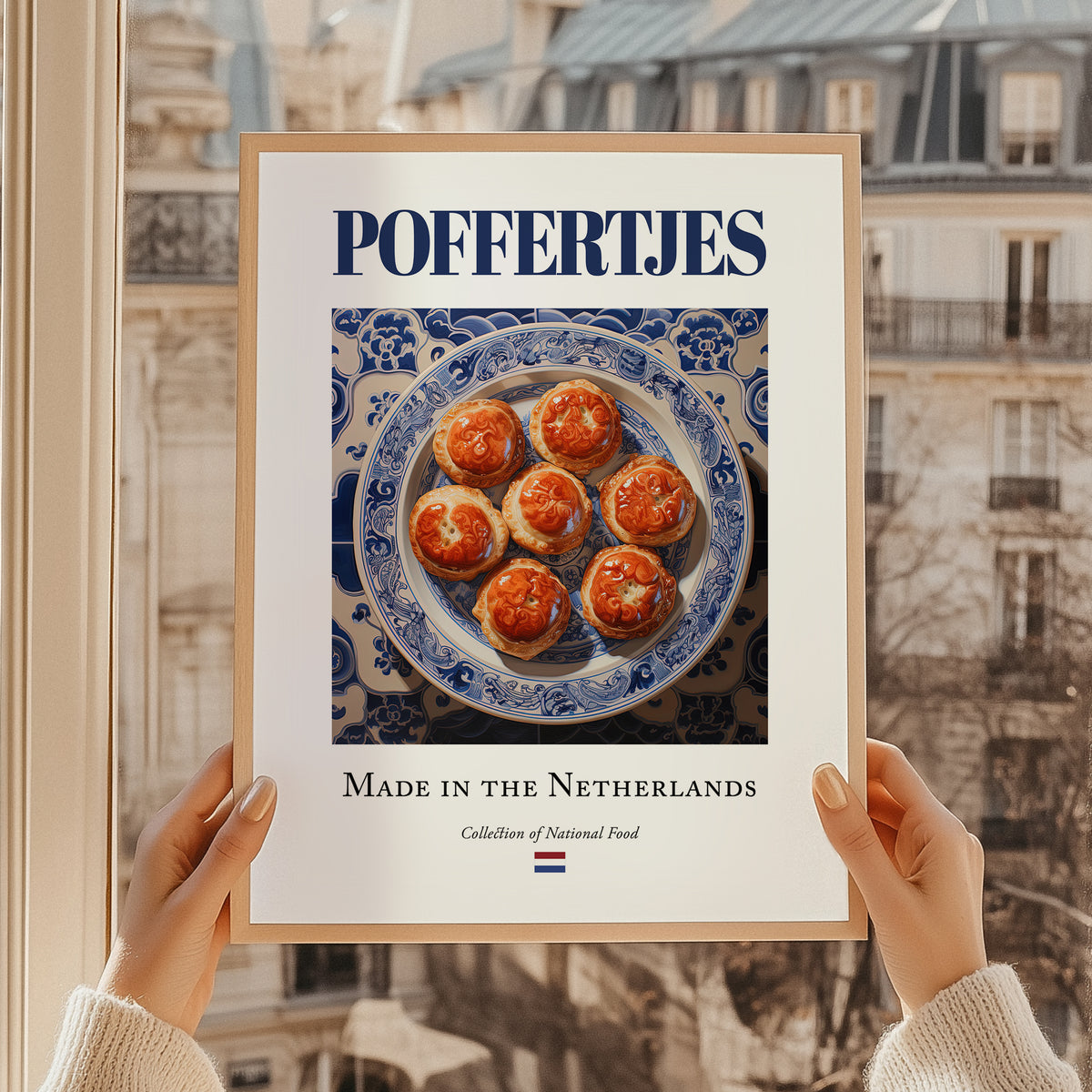 Poffertjes – Dutch Dessert Dish, Bistro Poster, styled in a charming Paris street view