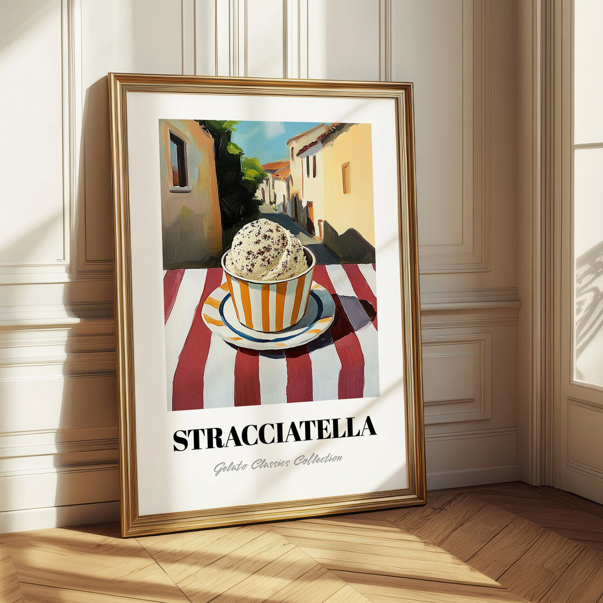 Gelato Stracciatella – Italian Urban Café Scene, Gelato Wall Illustration