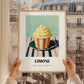Limone – on Striped Tablecloth, Gelato Wall Painting, styled in a charming Paris street view