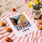 Gelato Limone – Italian Café on the Corner, Gelato Illustration, unframed on coastal sand
