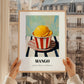 Mango – on Striped Tablecloth, Gelato Wall Poster, styled in a charming Paris street view