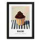 Bacio – on Striped Tablecloth, Gelato Painting, in sleek black frame