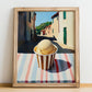 Gelato Caramello Salato – Italian Street Café Scene, Gelato Illustration, no-text version framed in wood