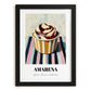 Amarena – on Striped Tablecloth, Gelato Print, in sleek black frame