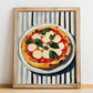 Margherita – on Striped Tablecloth, Gelato Illustration, no-text version framed in wood