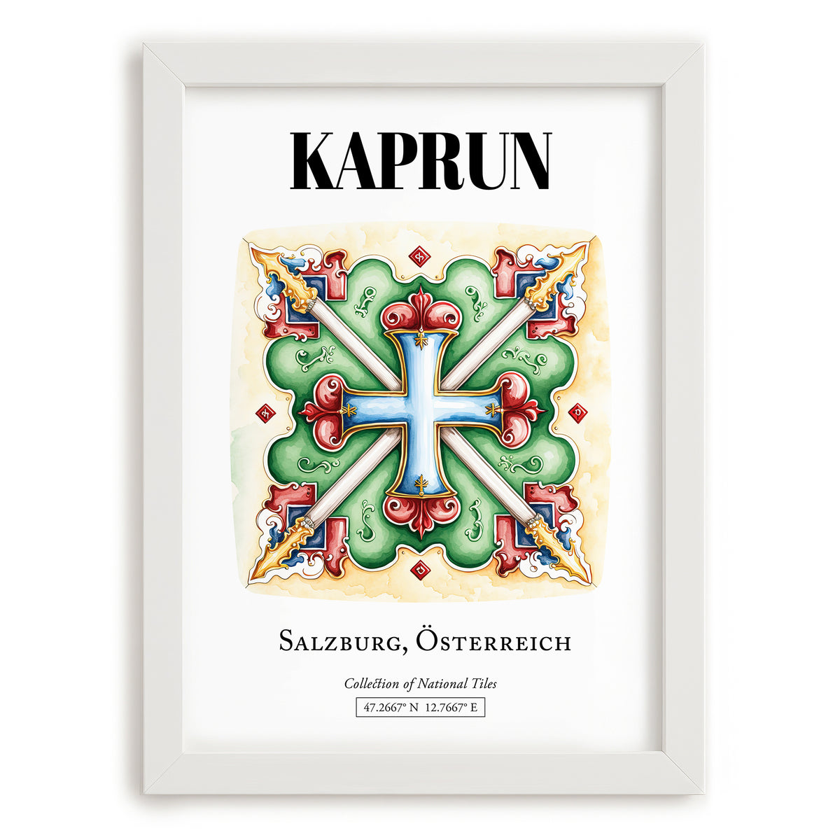 Kaprun, Austria – Travel Wall Art, placed in minimal white frame