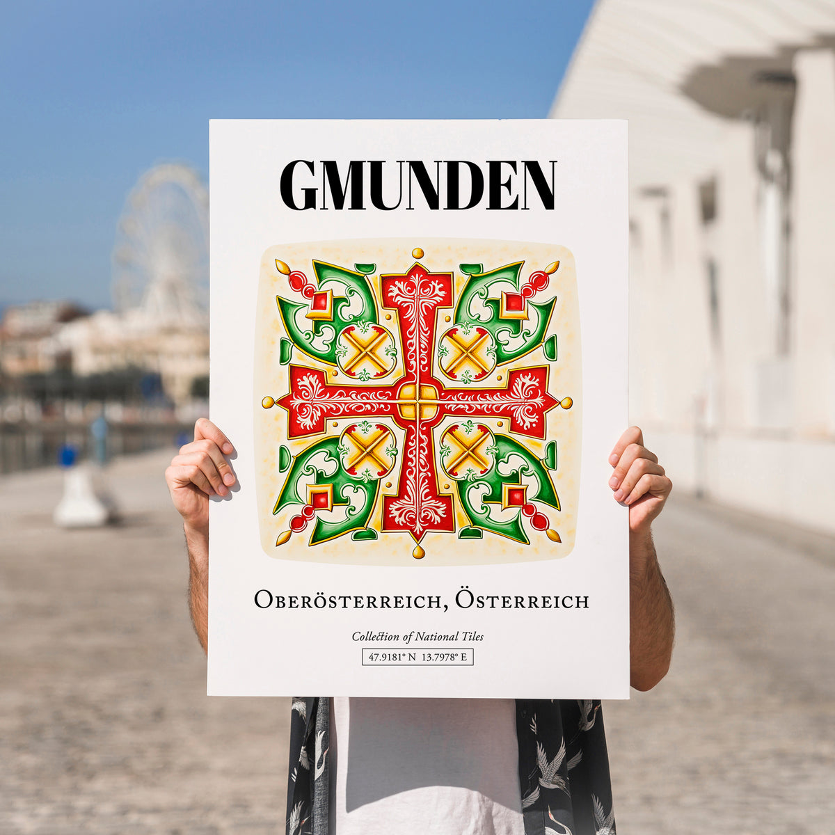 Gmunden, Austria – Travel Poster, no-text version framed in wood