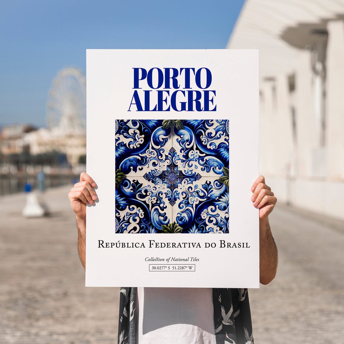 Porto Alegre, Brasil – Retro Travel Poster, no-text version framed in wood