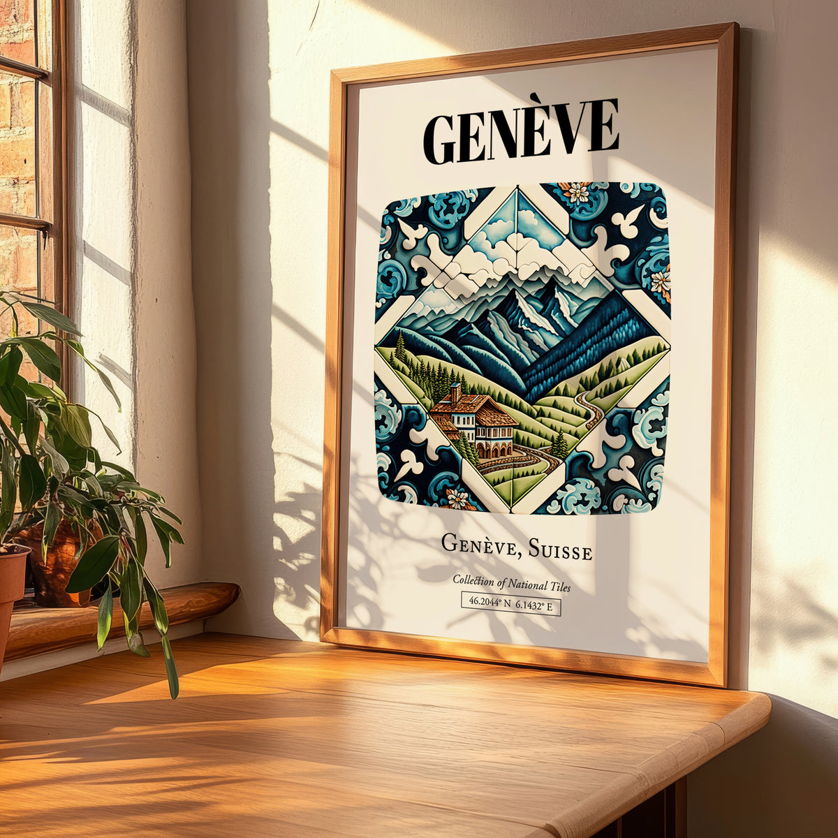 Genève, Switzerland – Vintage Travel Poster, clean layout with no caption