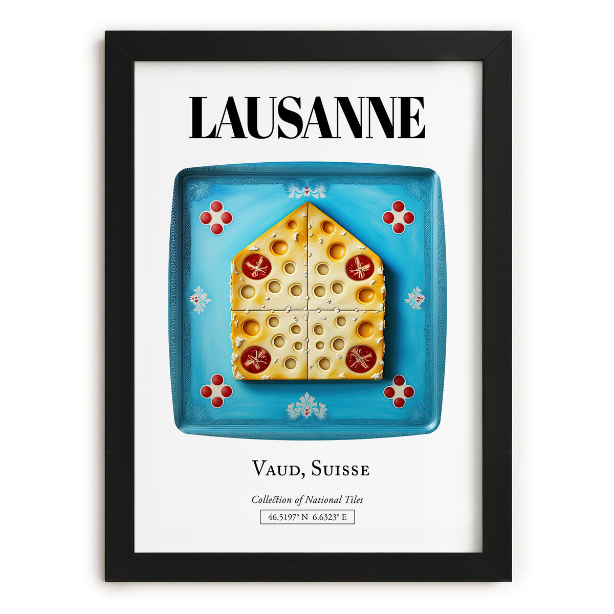 Lausanne, Switzerland – Historic Cities Art Print, in sleek black frame