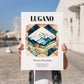 Lugano, Switzerland – Travel Wall Art, no-text version framed in wood