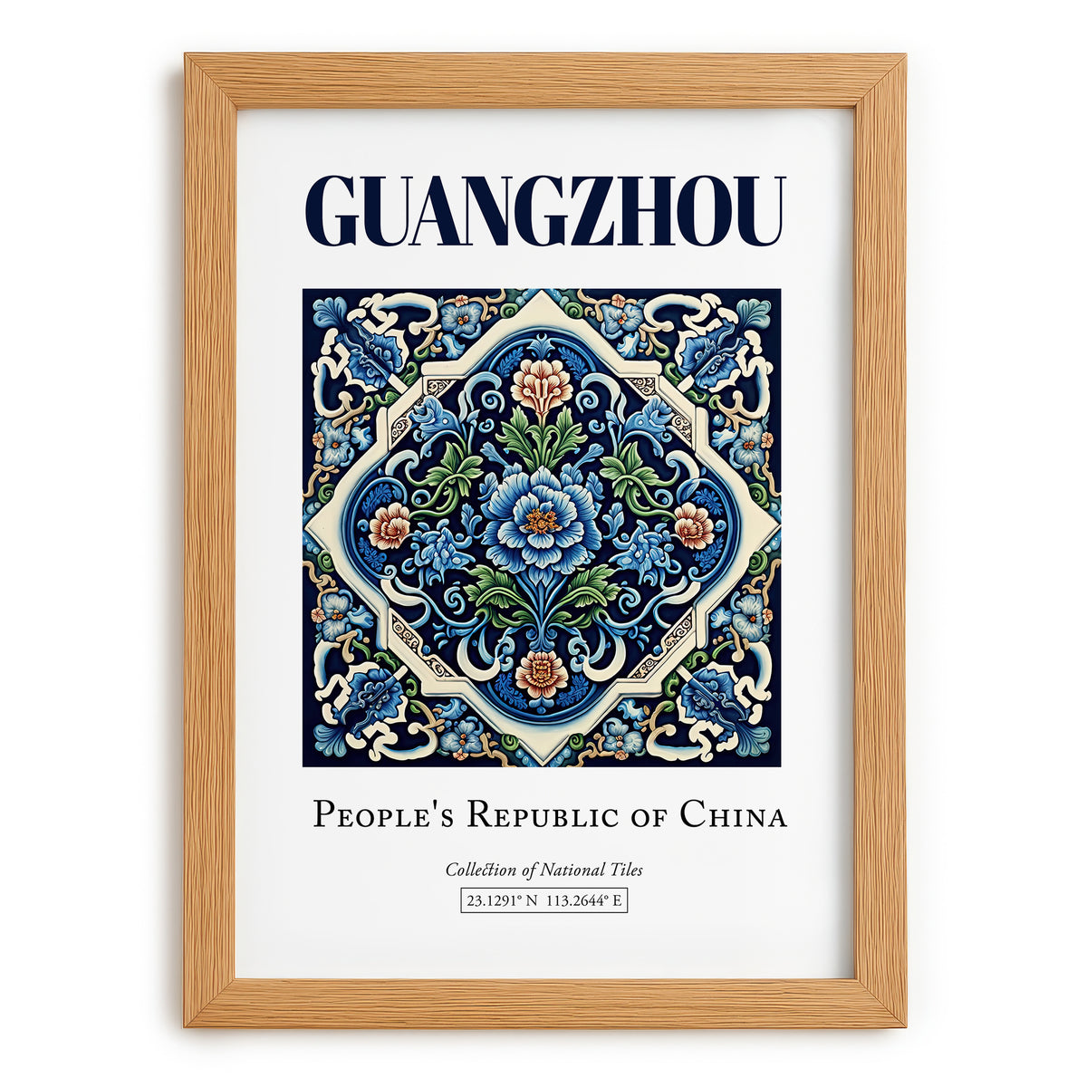 Guangzhou, China – Travel Poster, set in oak frame
