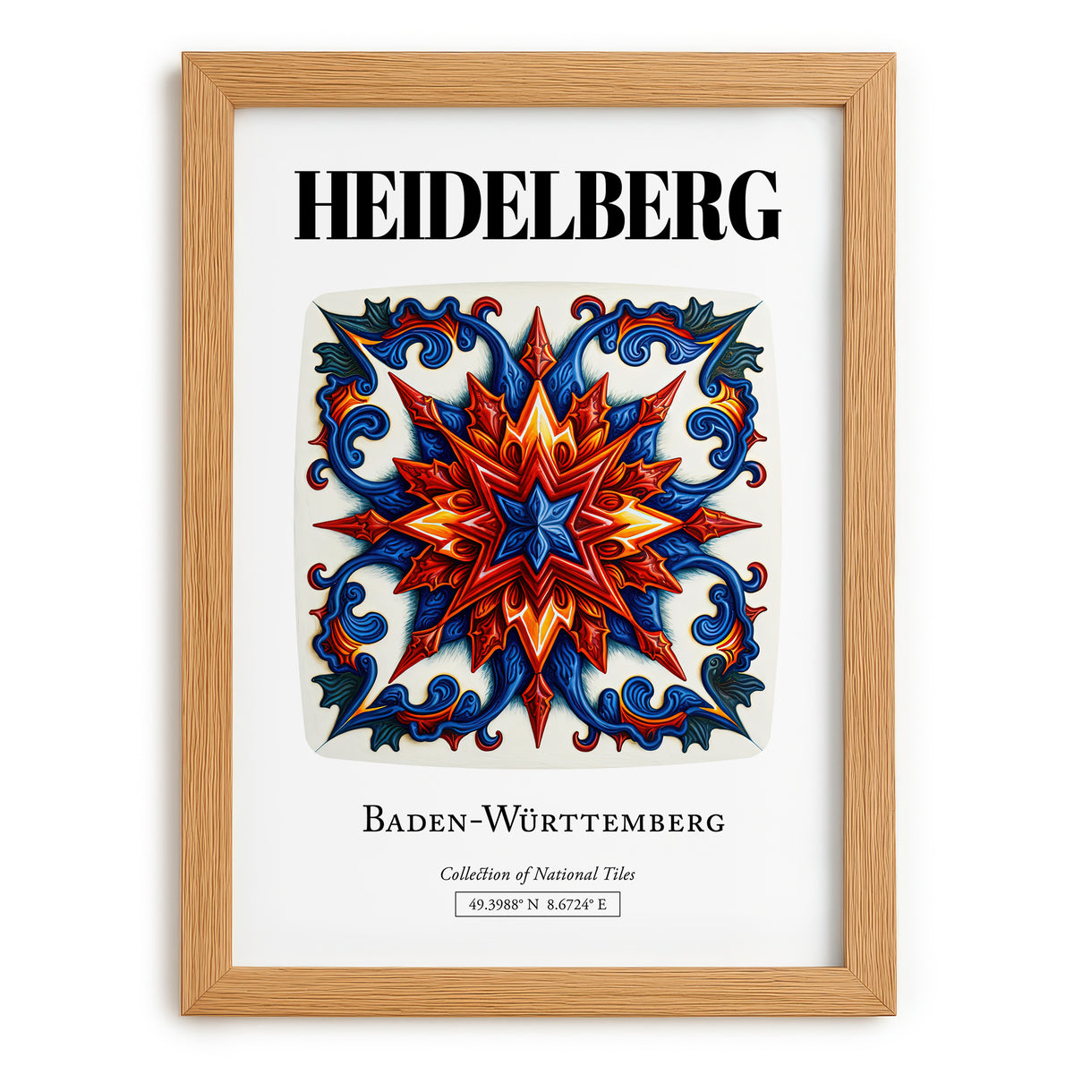 Heidelberg, Germany – Travel Poster, set in oak frame