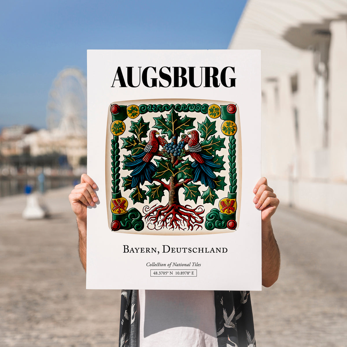 Augsburg, Germany – Travel Poster, no-text version framed in wood