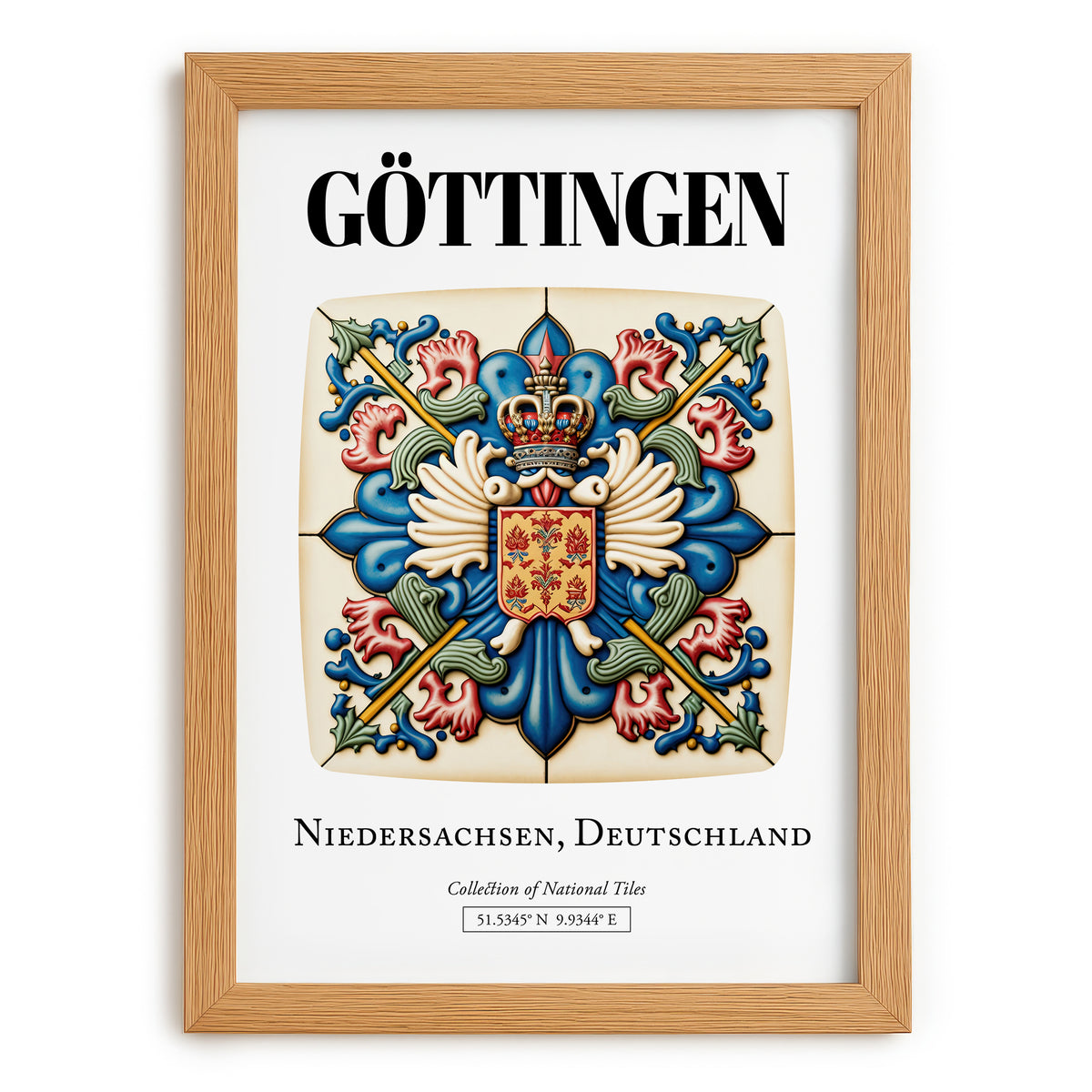 Göttingen, Germany – Travel Wall Decor, set in oak frame